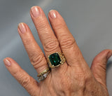 Very Fine Green Tourmaline, 14kt Wide Lacy Band