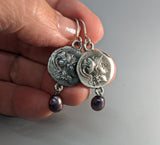 Sterling Silver Athena Ancient Coin Replica Earrings