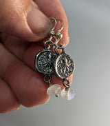 Sterling Silver Octopus Ancient Coin Replica Earrings