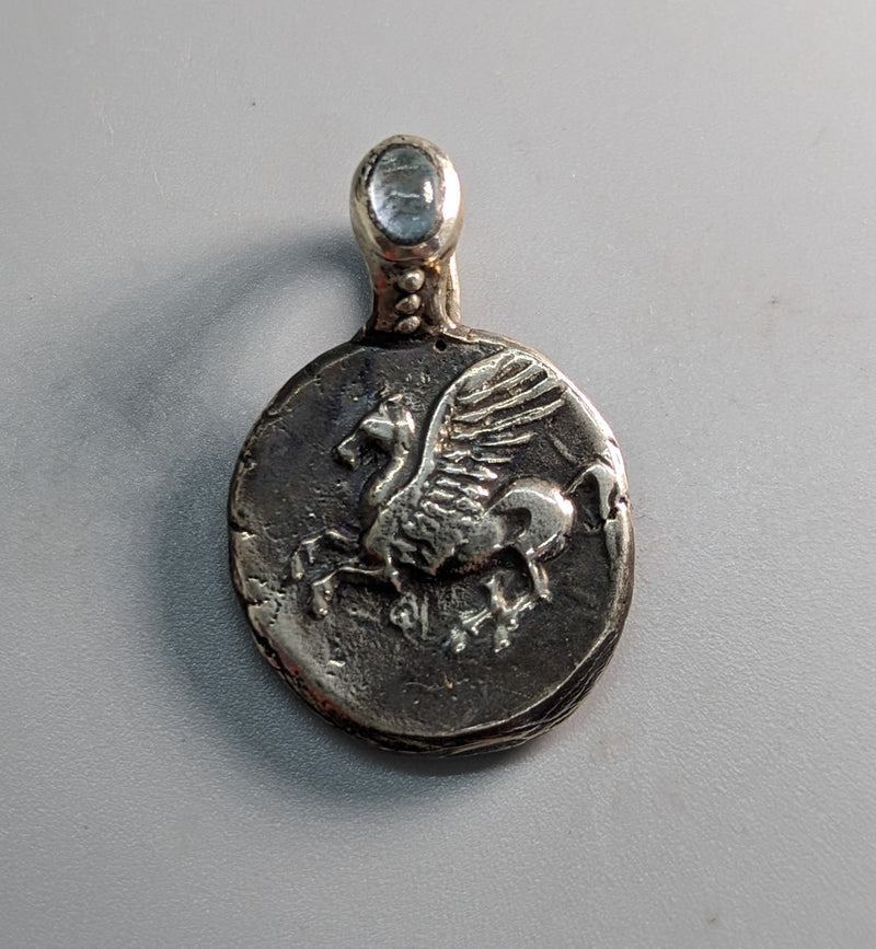 Sterling Silver Pegasus Ancient Coin Replica Pendant