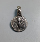 Sterling Silver Bee Ancient Coin Replica Pendant