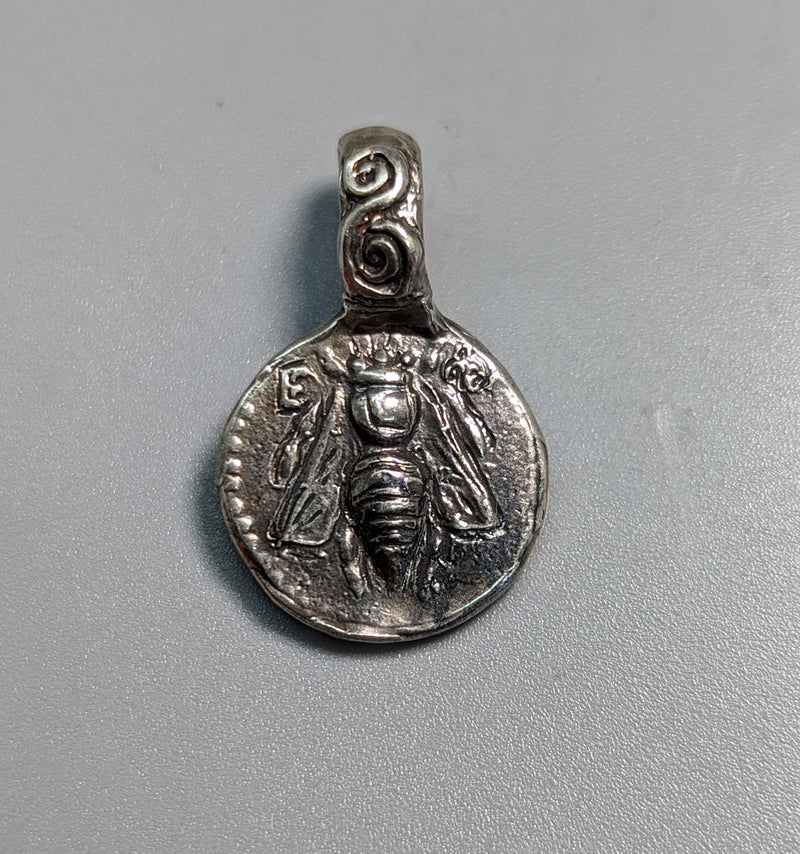 Sterling Silver Bee Ancient Coin Replica Pendant