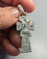 Small Sterling Silver Fahan Mura Celtic Cross with Cat's Eye Tourmaline