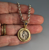 Arethusa/Pegasus AR Drachm, 14kt Gold Pendant