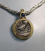 Old Style Athena Owl, AR Tetradrachm, 14kt Gold Pendant