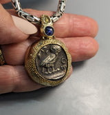 Old Style Athena Owl, AR Tetradrachm, 14kt Gold Pendant