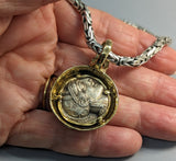 Old Style Athena Owl, AR Tetradrachm, 14kt Gold Pendant