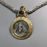 Bee, AR Tetradrachm, 14kt Gold Pendant with Emerald on Bail