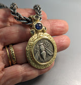 Bee, AR Tetradrachm, 14kt Gold Pendant with Emerald on Bail