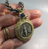 Bee, AR Tetradrachm, 14kt Gold Pendant with Emerald on Bail