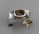 Sterling Silver and 14kt Gold Cuff Bracelet with Rutilated Quartz