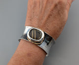 Sterling Silver and 14kt Gold Cuff Bracelet with Rutilated Quartz