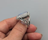 Rainbow Moonstone Sterling Silver Ring