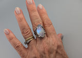 Rainbow Moonstone Sterling Silver Ring