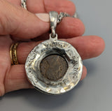 Irish Harp Coin (Farthing), Sterling Silver and 14kt Gold Pendant
