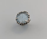 Carved Natural Surface Aquamarine, Sterling Silver Ring