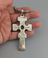 Large Sterling Silver Fahan Mura Celtic Cross with Turquoise