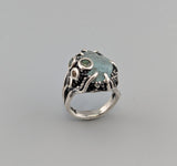 Natural Surface Aquamarine, Sterling Silver Ring