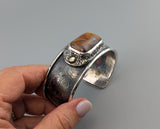 Marra Mamba Tiger Eye, Sterling Silver and 14kt Gold Cuff Bracelet