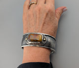 Marra Mamba Tiger Eye, Sterling Silver and 14kt Gold Cuff Bracelet