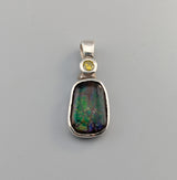 Small Ammolite Sterling Silver Pendant with Yellow Diamond