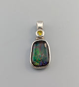 Small Ammolite Sterling Silver Pendant with Yellow Diamond