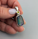 Small Ammolite Sterling Silver Pendant with Yellow Diamond