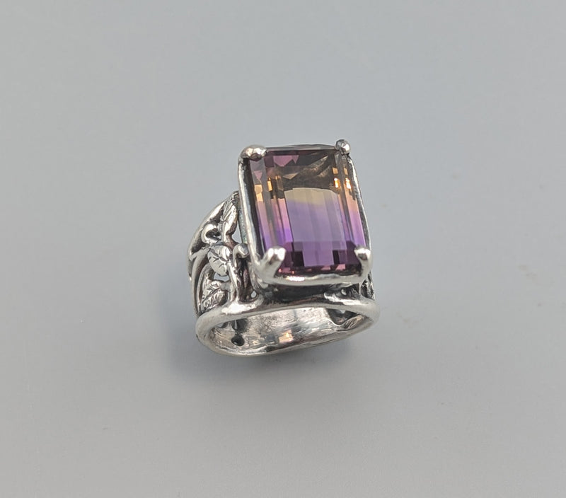 Fine Ametrine Sterling Silver Wide Band Ring