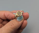 Ancient AR Diobol, Ephesus Bee, 14kt Gold Ring with Rose Cut Champagne Diamonds