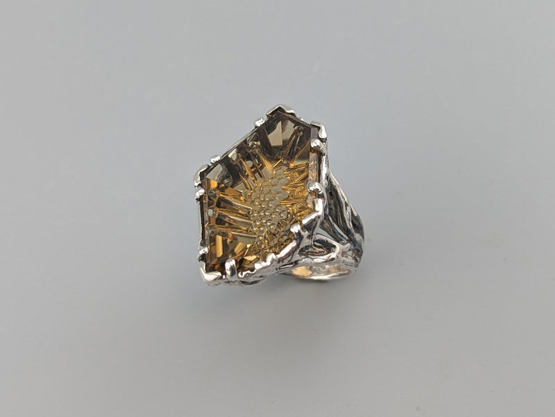 Fancy Cut Citrine Sterling Silver Ring