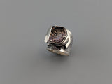 Fancy Cut Ametrine Sterling Silver Wide Band Ring