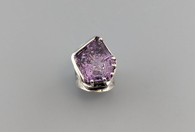 Large Fancy Cut Ametrine Sterling Silver Wide Band Ring