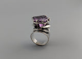 Large Fancy Cut Ametrine Sterling Silver Wide Band Ring