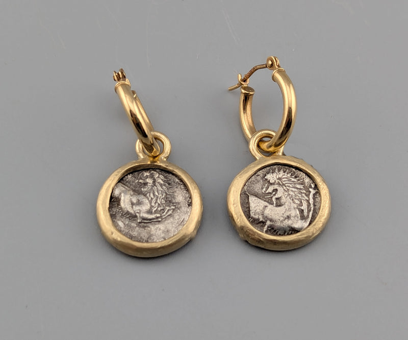 Cheronesos Lion AR Hemidrachms in 14kt Gold Earrings