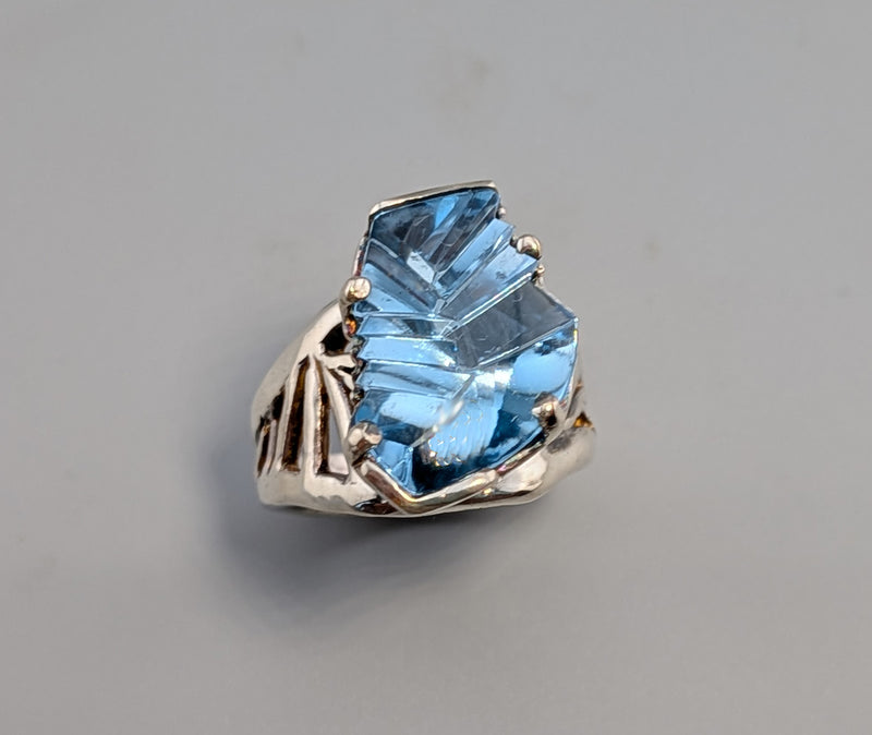 Bernd Munsteiner cut Blue Topaz, Sterling SilverRing
