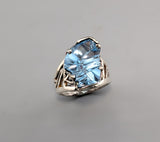 Bernd Munsteiner cut Blue Topaz, Sterling SilverRing