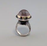 Rose Quartz, Sterling Silver and 14kt Gold Ring