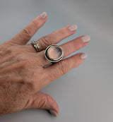 Rose Quartz, Sterling Silver and 14kt Gold Ring
