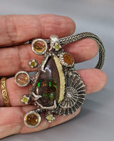 Yowah Opal Sterling Silver Pendant with 14kt Gold