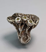 Sikhote Alin Meteorite Sterling Silver Ring with Yellow Diamonds