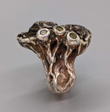 Sikhote Alin Meteorite Sterling Silver Ring with Yellow Diamonds