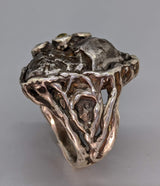 Sikhote Alin Meteorite Sterling Silver Ring with Yellow Diamonds