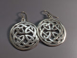 Book of Kells, Large Celtic Knotwork Sterling Silver Earrings with Rim