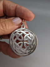 Book of Kells, Large Celtic Knotwork Sterling Silver Earrings with Rim