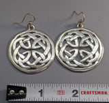 Book of Kells, Large Celtic Knotwork Sterling Silver Earrings with Rim