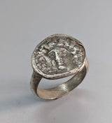 Sterling Silver Ancient Coin Replica Ring, Larissa