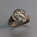 Sterling Silver Ancient Coin Replica Ring, Apollo