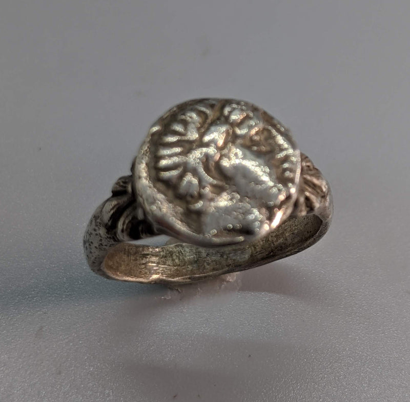 Sterling Silver Ancient Coin Replica Ring, Apollo
