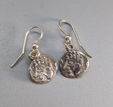 Sterling Silver Ancient Coin Replica Earrings, Celtic Face