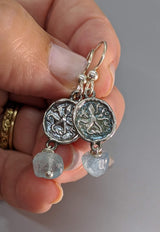 Sterling Silver Ancient Coin Replica Earrings, Octopus